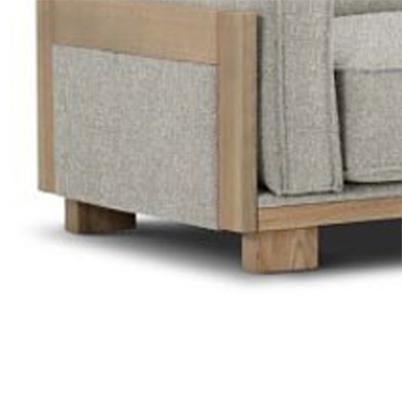 Benjara Denu Sofa- Light Brown Fabric Padded- Welt Trim Details- 93 Inch