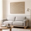 Benjara Denu Sofa- Light Brown Fabric Padded- Welt Trim Details- 93 Inch