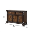 Benjara Naddy Brown Sideboard Buffet Console- Ornate Silver Design- 60 Inch