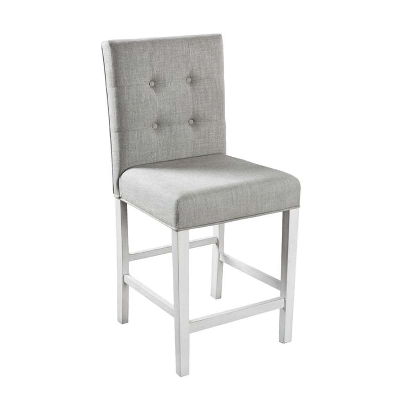 Benjara Tino 5pc Counter Height Table and Chair Set- Antique White Solid Wood