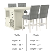 Benjara Tino 5pc Counter Height Table and Chair Set- Antique White Solid Wood