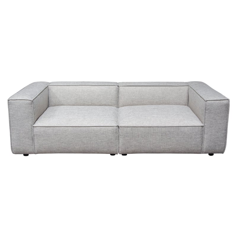 Benjara Daro 2pc Modular Lounge Sofa- Textured Barley Gray Polyester