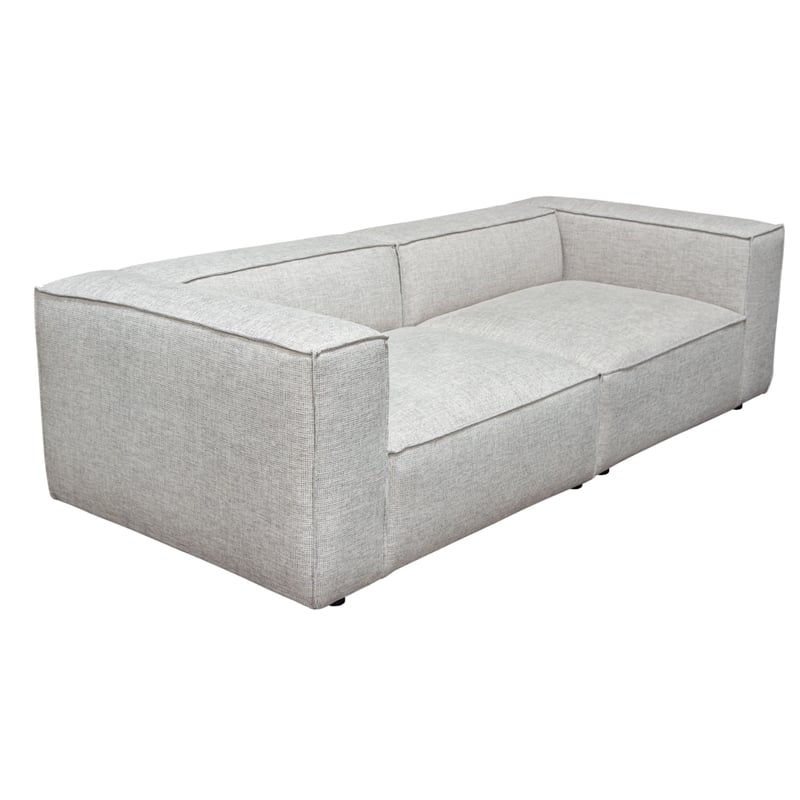 Benjara Daro 2pc Modular Lounge Sofa- Textured Barley Gray Polyester