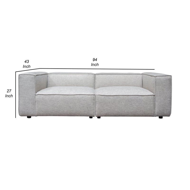 Benjara Daro 2pc Modular Lounge Sofa- Textured Barley Gray Polyester