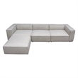Benjara Daro 4pc Modular Sofa with Chaise- 3 Pillows- Barley Gray Polyester