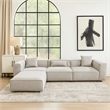 Benjara Daro 4pc Modular Sofa with Chaise- 3 Pillows- Barley Gray Polyester