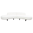 Benjara Ikka 2pc Modular Curved Chaise Set-White Faux Shearling-Black Wood Base