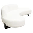 Benjara Ikka 2pc Modular Curved Chaise Set-White Faux Shearling-Black Wood Base