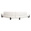 Benjara Ikka 2pc Modular Curved Chaise Set-White Faux Shearling-Black Wood Base