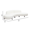 Benjara Ikka 2pc Modular Curved Chaise Set-White Faux Shearling-Black Wood Base