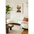 Benjara Ikka 2pc Modular Curved Chaise Set-White Faux Shearling-Black Wood Base