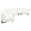 Benjara Ikka 3pc Curved Modular Sofa- White Faux Shearling- Black Wood Base