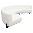 Benjara Ikka 3pc Curved Modular Sofa- White Faux Shearling- Black Wood Base