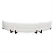 Benjara Ikka 3pc Curved Modular Sofa- White Faux Shearling- Black Wood Base