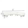 Benjara Ikka 3pc Curved Modular Sofa- White Faux Shearling- Black Wood Base