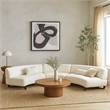 Benjara Ikka 3pc Curved Modular Sofa- White Faux Shearling- Black Wood Base