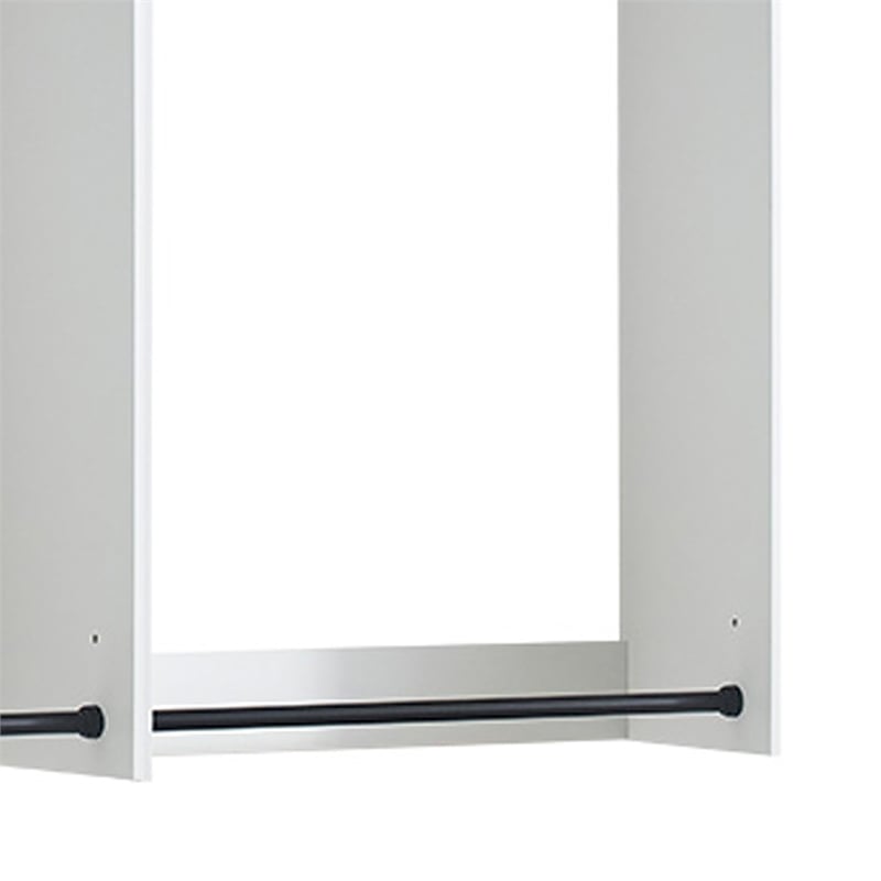 Benjara Vedz Wall Mounted Closet Set- 6 Hanging Rods- White Melamine