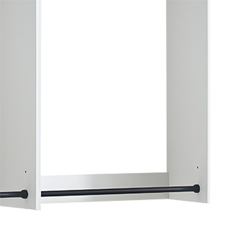Benjara Vedz Wall Mounted Closet Set- 6 Hanging Rods- White Melamine