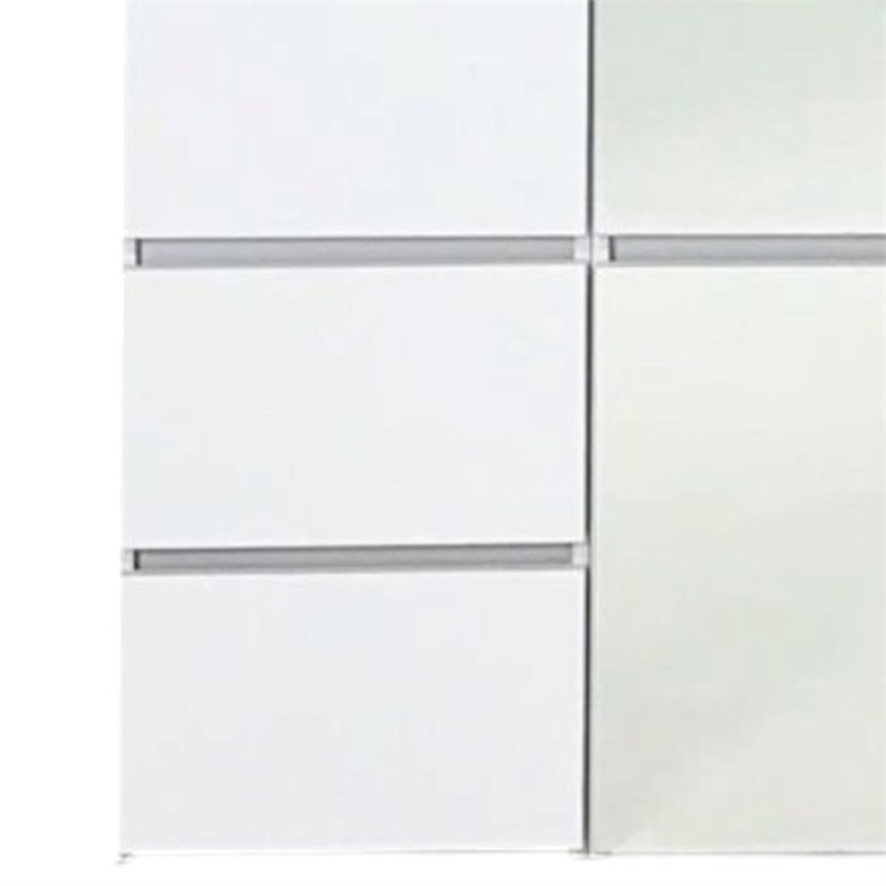 Benjara Ely Closet Cabinet Set- 2 Mirror Doors- 8 Drawers- 71 Inch- White Wood