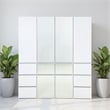 Benjara Ely Closet Cabinet Set- 2 Mirror Doors- 8 Drawers- 71 Inch- White Wood