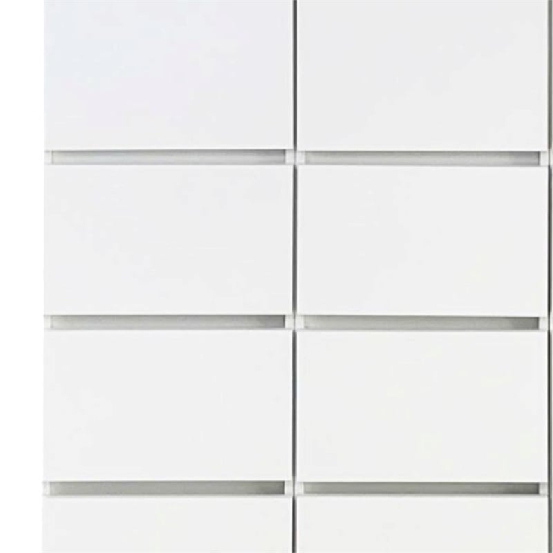 Benjara Ely Closet Cabinet Set- Mirrored Front- 7 Drawers- 71 Inch- White Wood