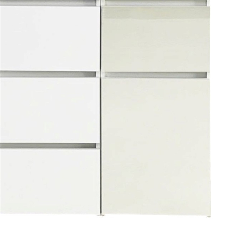 Benjara Ely Closet Cabinet Set- Mirrored Front- 7 Drawers- 71 Inch- White Wood