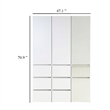 Benjara Ely Closet Cabinet Set- Mirrored Front- 7 Drawers- 71 Inch- White Wood