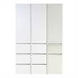 Benjara Ely Closet Cabinet Set- Mirrored Front- 7 Drawers- 71 Inch- White Wood
