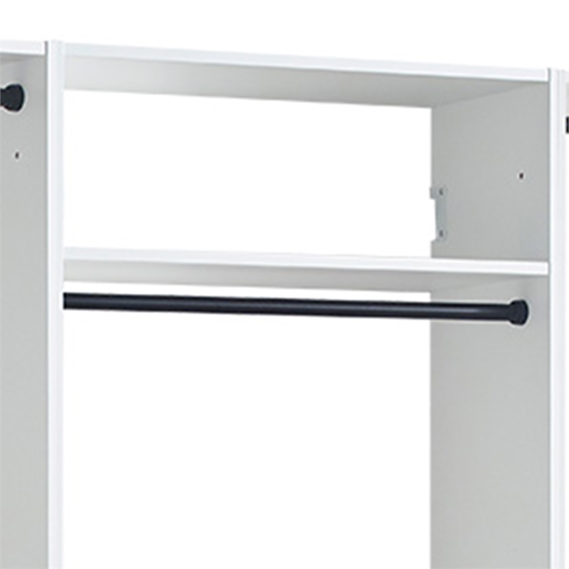 Benjara Vedz Wall Mount Closet Set- 1 Center Shelf 5 Hanging Rods- White