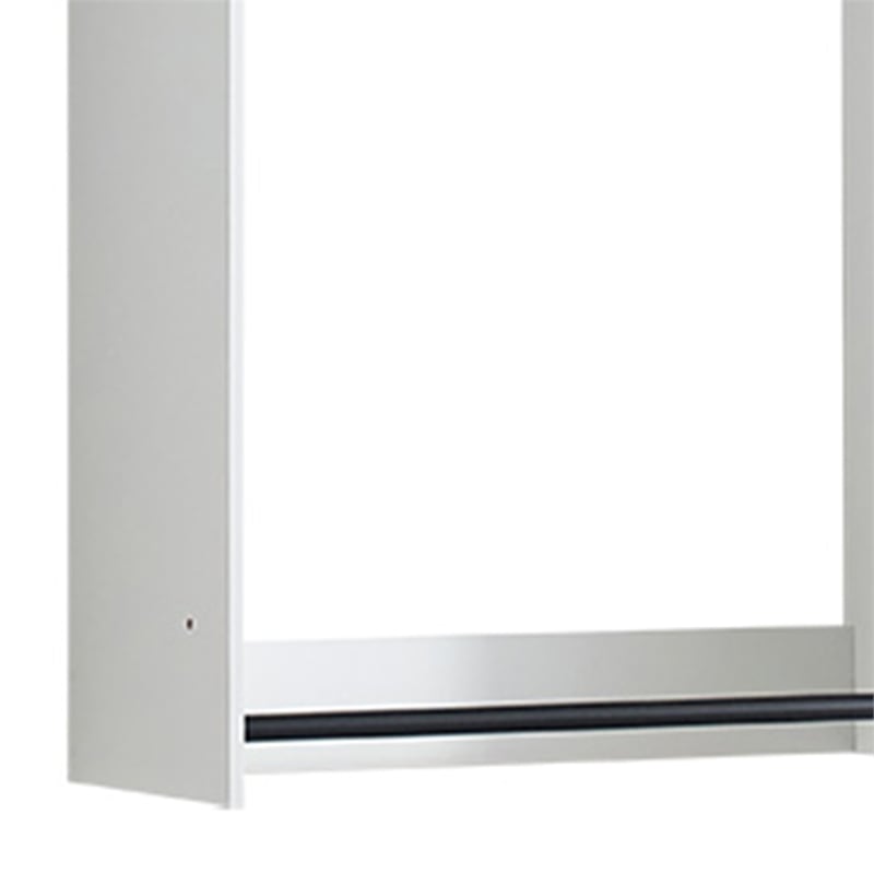 Benjara Vedz Wall Mount Closet Set- 1 Center Shelf 5 Hanging Rods- White