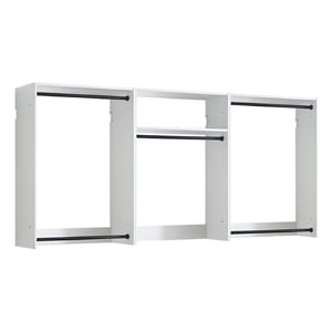Benjara Vedz Wall Mount Closet Set- 1 Center Shelf 5 Hanging Rods- White