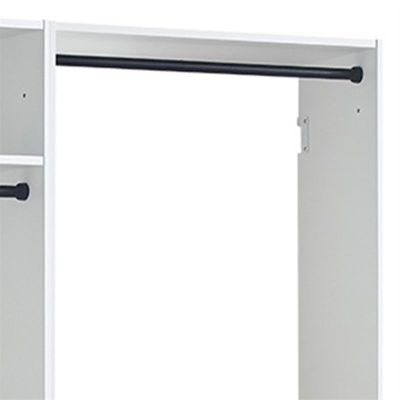 Benjara Vedz Wall Mount Closet Set- 1 Center Shelf 5 Hanging Rods- White