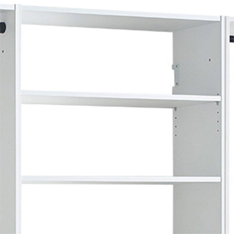 Benjara Vedz Walk in Closet w 2 Drawers- 4 Shelves n Hanging Rods- White Wood