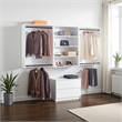 Benjara Vedz Walk in Closet w 2 Drawers- 4 Shelves n Hanging Rods- White Wood