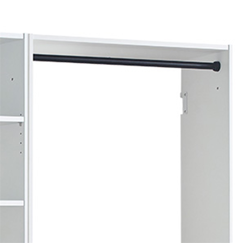 Benjara Vedz Walk in Closet w 2 Drawers- 4 Shelves n Hanging Rods- White Wood