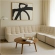 Benjara Ema 5 Piece Sectional Sofa- S& Beige Fabric- Scooped Seat-Grid Tufting