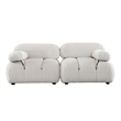 Benjara Hito 2 Piece Modular Armchair Sofa Set- Light Cream Bubble Grid Tufting