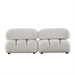 Benjara Hito 2 Piece Modular Armchair Sofa Set- Light Cream Bubble Grid Tufting