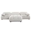 Benjara Hito 4 PC Modular Sectional Chaise Sofa Set- Cream Bubble Grid Tufting