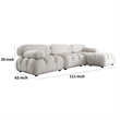 Benjara Hito 4 PC Modular Sectional Chaise Sofa Set- Cream Bubble Grid Tufting