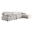 Benjara Hito 4 PC Modular Sectional Chaise Sofa Set- Cream Bubble Grid Tufting