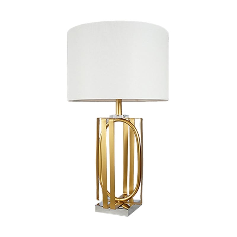 Benjara Limy 2pc Table Lamp Set- White Shade- Gold and Chrome Base- 29