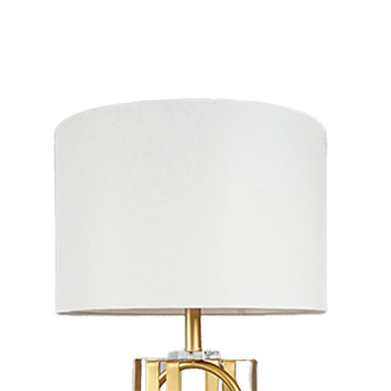 Benjara Limy 2pc Table Lamp Set- White Shade- Gold and Chrome Base- 29