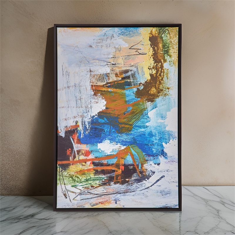 Benjara 25 x 37 Handcrafted Wall Art Abstract Giclee- Black Frame- Multicolor