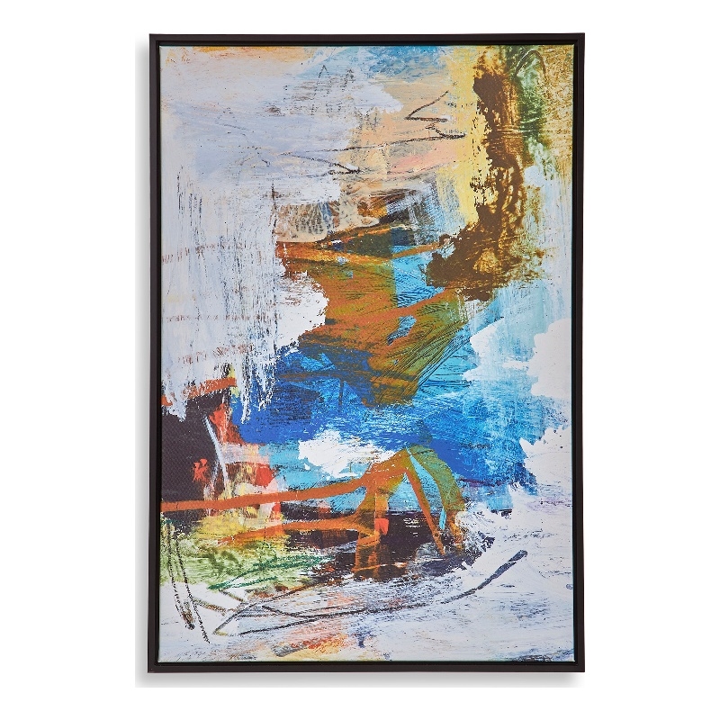 Benjara 25 x 37 Handcrafted Wall Art Abstract Giclee- Black Frame- Multicolor