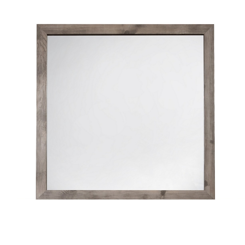Benjara Ent 40 x 40 Dresser Mirror- Tempered Glass- Rectangular Frame- Greige