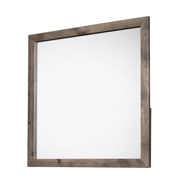 Benjara Ent 40 x 40 Dresser Mirror- Tempered Glass- Rectangular Frame- Greige