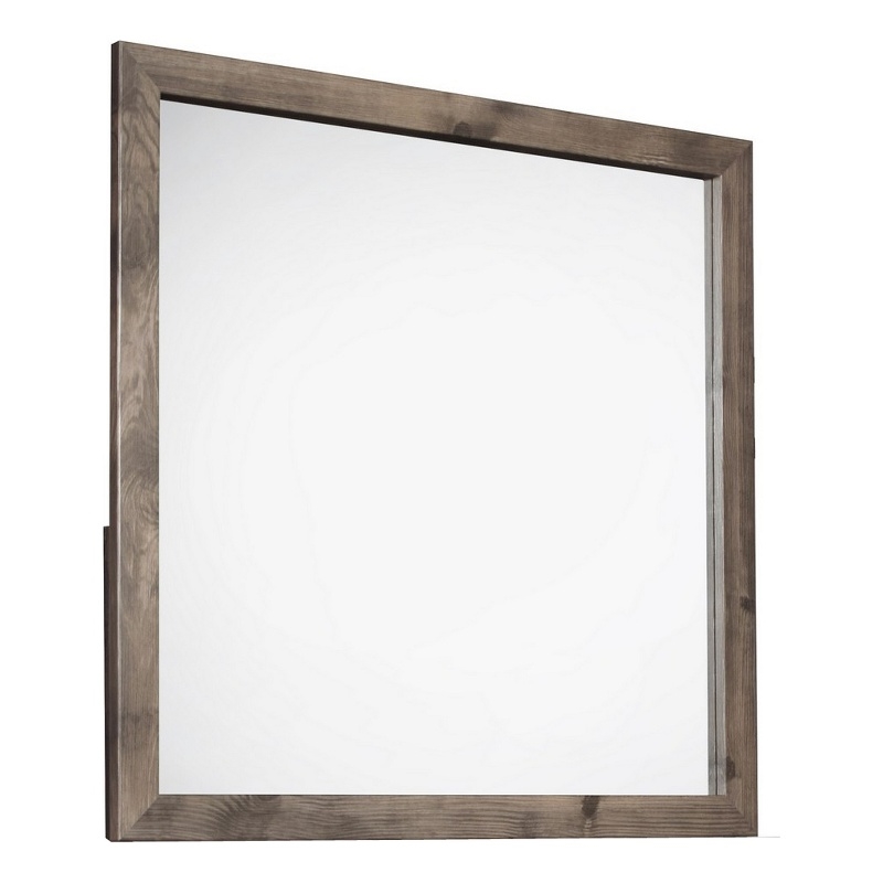 Benjara Ent 40 x 40 Dresser Mirror- Tempered Glass- Rectangular Frame- Greige
