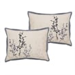 Benjara Yedy 8pc Queen Size Comforter Set- Blue and Cream Floral Embroidery