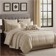 Benjara Rely 10pc Coverlet King Size Comforter Set- Woven Jacquard- Ivory